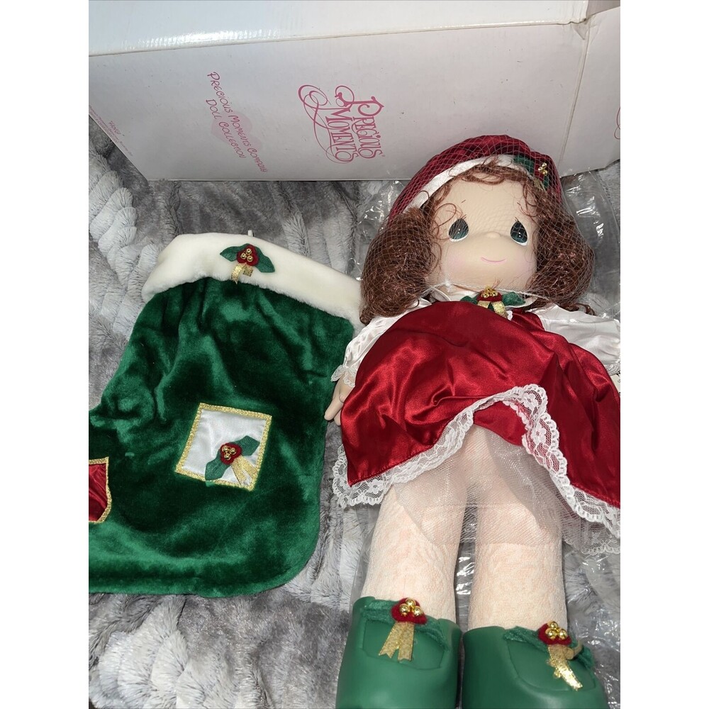 Precious Moments QVC Exclusive Christmas Holly Doll with Stocking 1999 with Tag